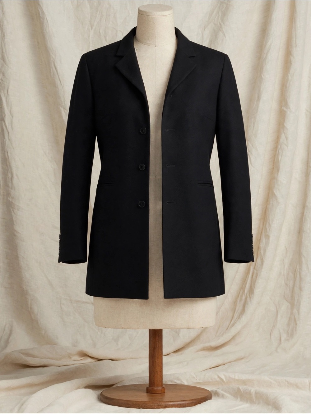 Pendleton Black 100% Virgin Wool Long Blazer Coat Size 10 Lightweight Classic
